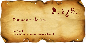 Menczer Örs névjegykártya